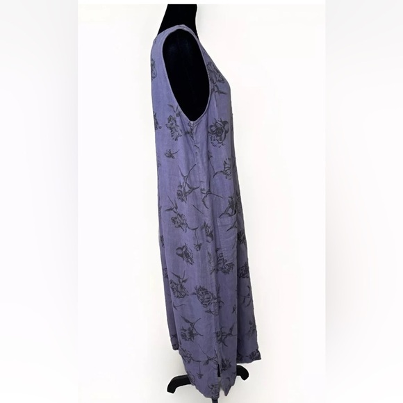VTG Linen Maxi Dress Sz M Dressing Clio Cottagecore Beach Lagenlook Boho Purple - Picture 2 of 11